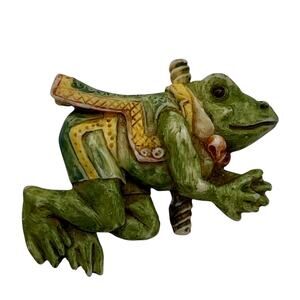 Ralph Massey Signed Vintage Frog Brooch Raven Costume Jewelry